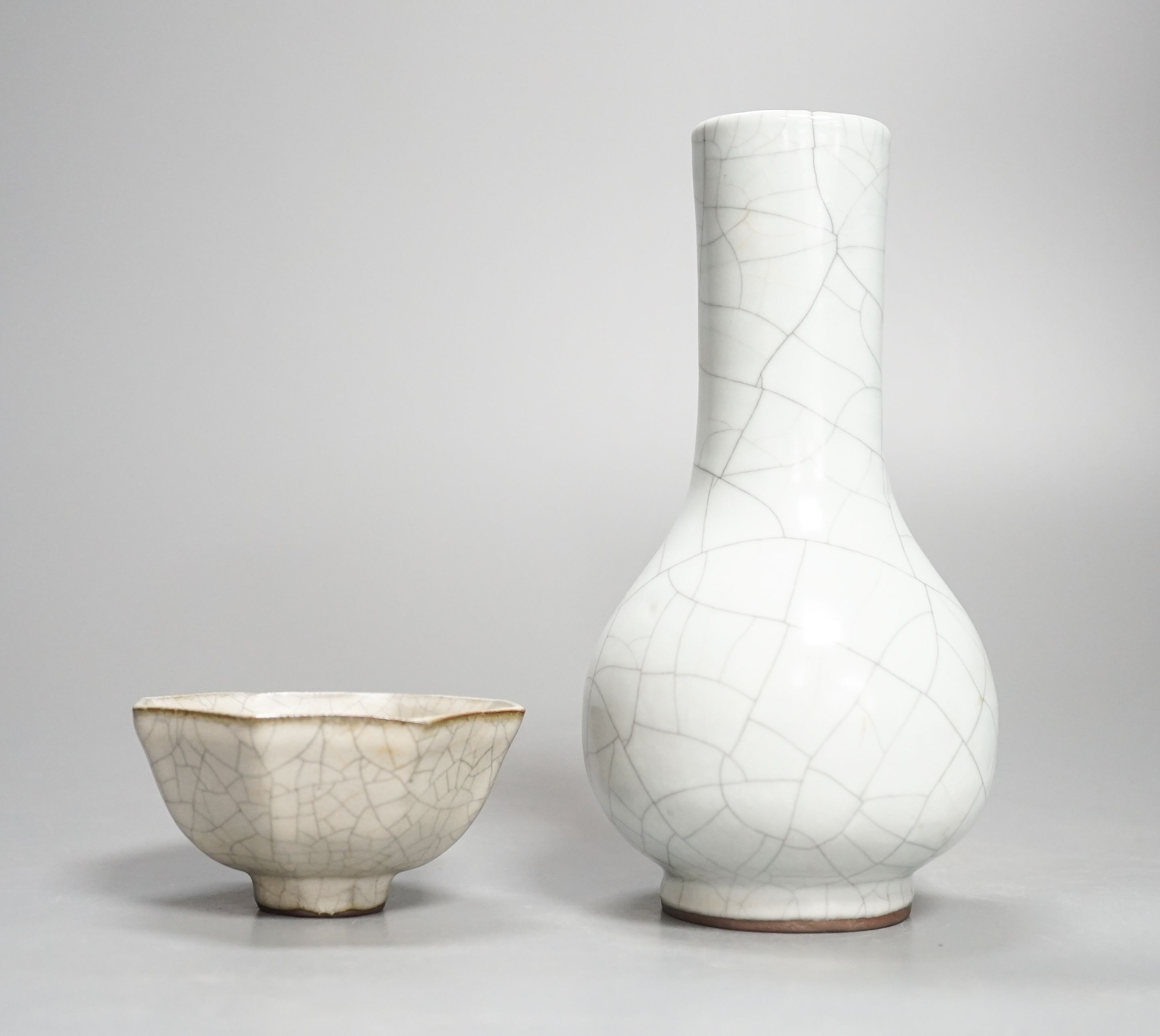 A Chinese crackleglaze vase and a similar cup 17cm